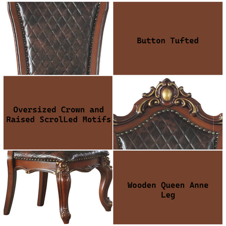 Picardy Honey Oak & PU Side Chair  (Set of 2) - Ornate Home