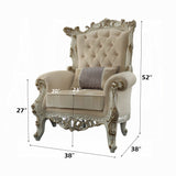 Picardy II Fabric & Antique Pearl Accent Chair & Pillow - Ornate Home