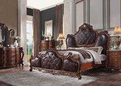Picardy PU & Honey Oak Eastern King Bed - Ornate Home