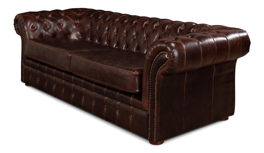 Piccadilly Brown Sofa Club Leather - Ornate Home