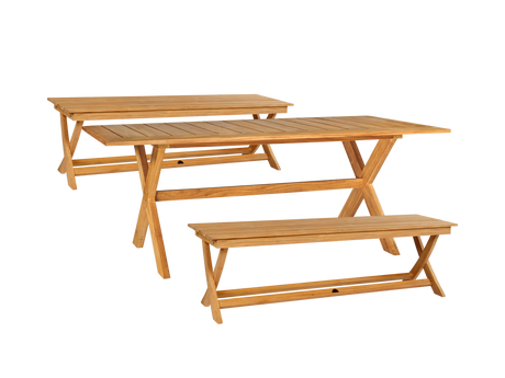 Picnic 3-Person Teak Outdoor Bench - Ornate Home