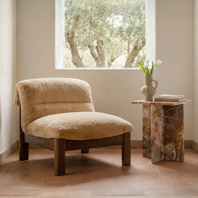 Pierce Beige/Brown Faux Fur Accent Chair - Ornate Home