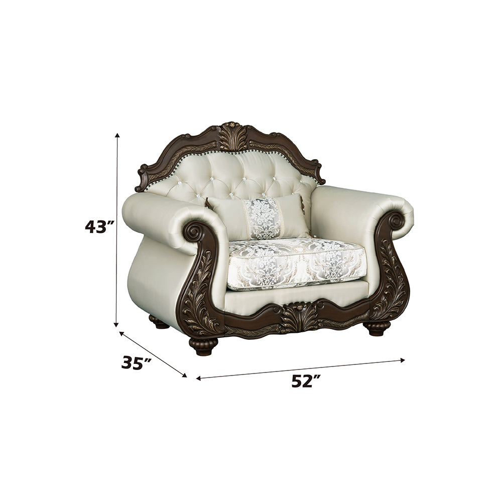 Pierce Beige & Cherry Chair W/Pillow - Ornate Home