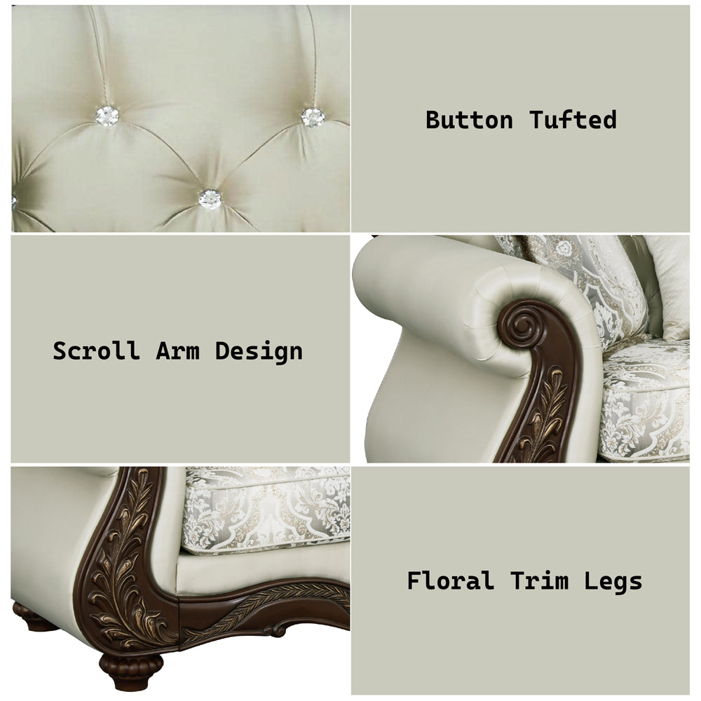 Pierce Beige & Cherry Loveseat W/3 Pillows - Ornate Home