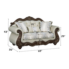 Pierce Beige & Cherry Loveseat W/3 Pillows - Ornate Home