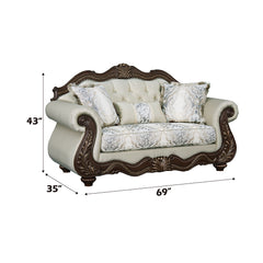Pierce Beige & Cherry Loveseat W/3 Pillows - Ornate Home