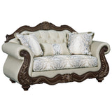 Pierce Beige & Cherry Loveseat W/3 Pillows - Ornate Home