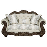 Pierce Beige & Cherry Loveseat W/3 Pillows - Ornate Home