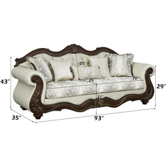 Pierce Beige & Cherry Sofa W/5 Pillows - Ornate Home