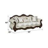 Pierce Beige & Cherry Sofa W/5 Pillows - Ornate Home