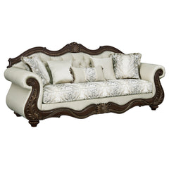 Pierce Beige & Cherry Sofa W/5 Pillows - Ornate Home