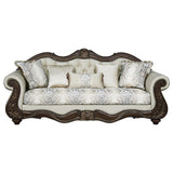 Pierce Beige & Cherry Sofa W/5 Pillows - Ornate Home