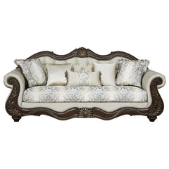 Pierce Beige & Cherry Sofa W/5 Pillows - Ornate Home