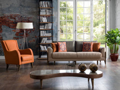 Piero Beige/Orange Living Room Set - Ornate Home