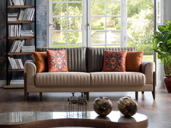 Piero Beige/Orange Living Room Set - Ornate Home