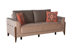 Piero Beige/Orange Living Room Set - Ornate Home