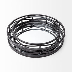 Piers Black Metal Mirrored Round Trays (Set of 2)