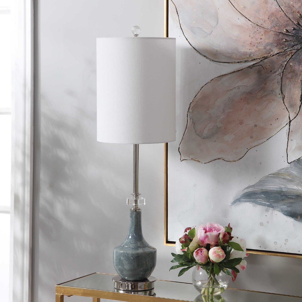 Piers Mottled Blue Buffet Lamp - Ornate Home