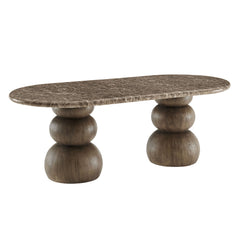 Pietra Dark Emperador Marble Indoor Outdoor Patio Oval Dining Table - Ornate Home