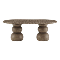 Pietra Dark Emperador Marble Indoor Outdoor Patio Oval Dining Table - Ornate Home