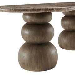 Pietra Dark Emperador Marble Indoor Outdoor Patio Oval Dining Table - Ornate Home