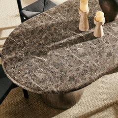 Pietra Dark Emperador Marble Indoor Outdoor Patio Oval Dining Table - Ornate Home