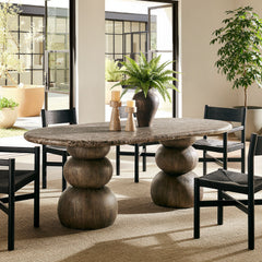 Pietra Dark Emperador Marble Indoor Outdoor Patio Oval Dining Table - Ornate Home
