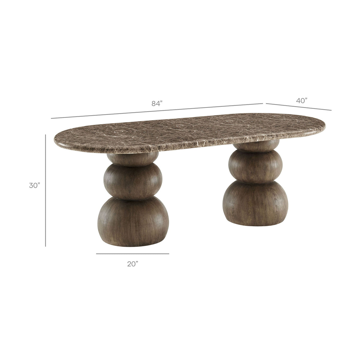 Pietra Dark Emperador Marble Indoor Outdoor Patio Oval Dining Table - Ornate Home