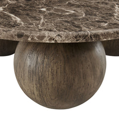 Pietra Dark Emperador Marble Indoor Outdoor Patio Round Coffee Table - Ornate Home