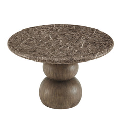 Pietra Dark Emperador Marble Indoor Outdoor Patio Round Dining Table - Ornate Home