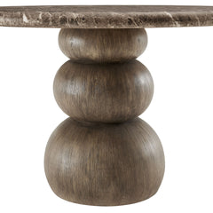 Pietra Dark Emperador Marble Indoor Outdoor Patio Round Dining Table - Ornate Home