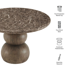 Pietra Dark Emperador Marble Indoor Outdoor Patio Round Dining Table - Ornate Home