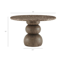 Pietra Dark Emperador Marble Indoor Outdoor Patio Round Dining Table - Ornate Home