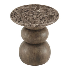 Pietra Dark Emperador Marble Indoor Outdoor Patio Round Side Table - Ornate Home