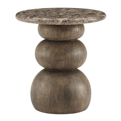 Pietra Dark Emperador Marble Indoor Outdoor Patio Round Side Table - Ornate Home