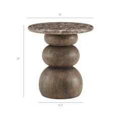Pietra Dark Emperador Marble Indoor Outdoor Patio Round Side Table - Ornate Home