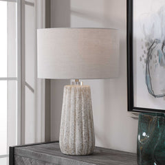 Pikes Stone-Ivory Brown/White Table Lamp - Ornate Home