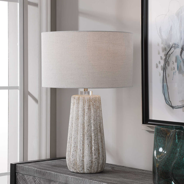 Pikes Stone-Ivory Brown/White Table Lamp - Ornate Home