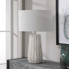 Pikes Stone-Ivory Brown/White Table Lamp - Ornate Home