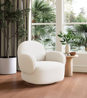 Pilka White Swivel Chair - Ornate Home