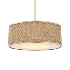Pinchot Gold 4 Light Rattan Drum Pendant - Ornate Home