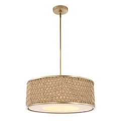Pinchot Gold 4 Light Rattan Drum Pendant - Ornate Home