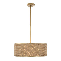 Pinchot Gold 4 Light Rattan Drum Pendant - Ornate Home