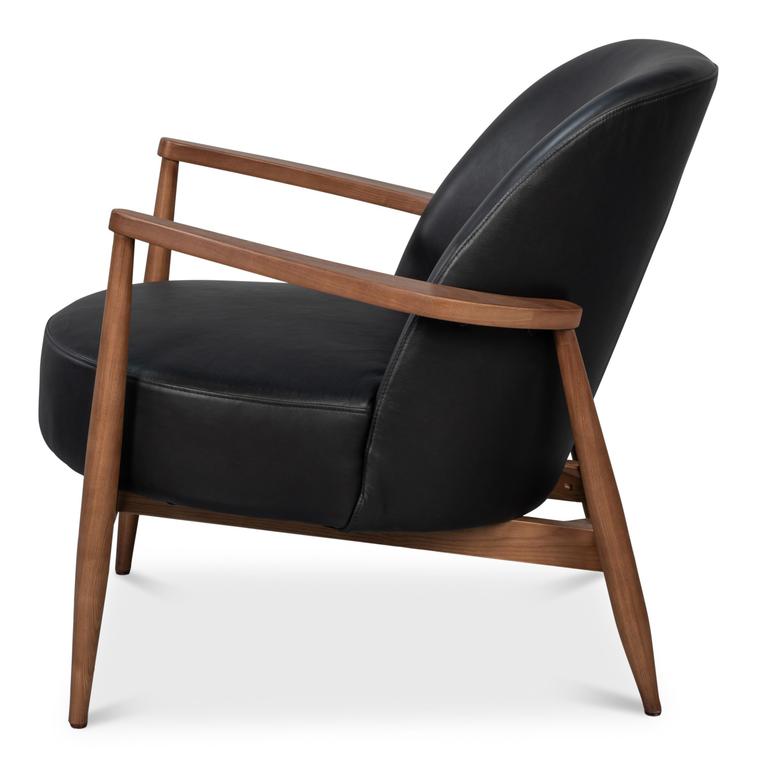 Pindar Black Leather Armchair - Ornate Home
