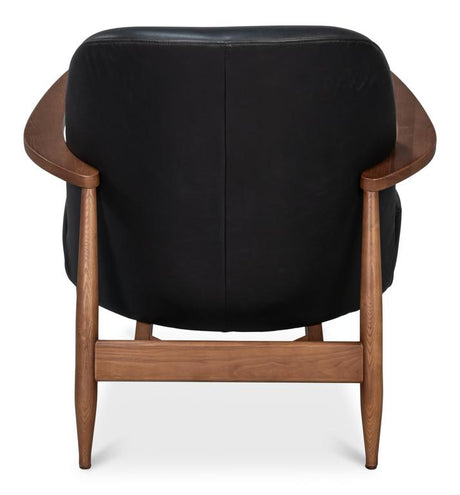 Pindar Black Leather Armchair - Ornate Home