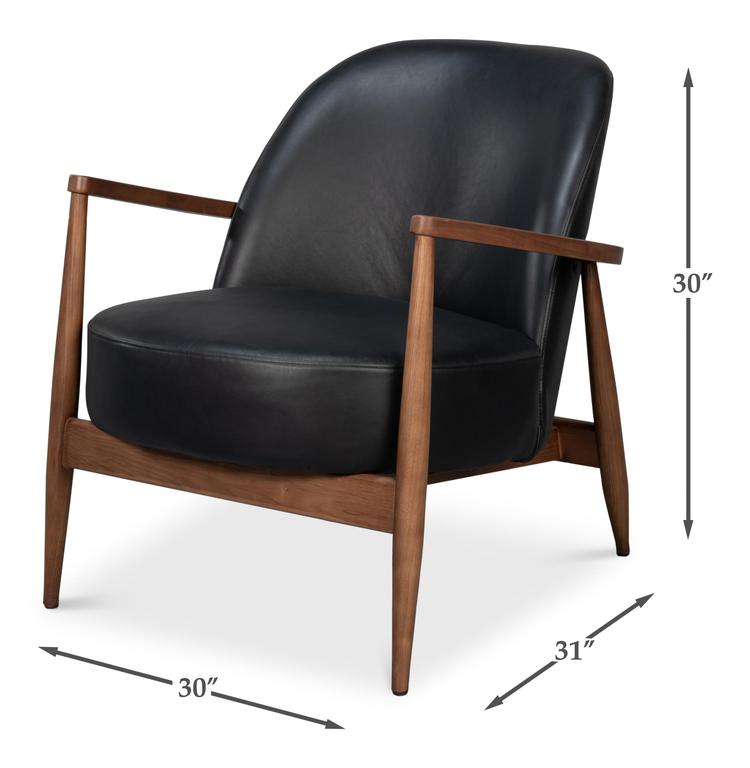 Pindar Black Leather Armchair - Ornate Home