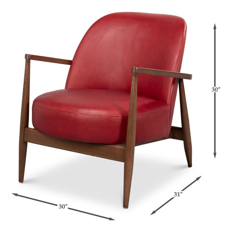 Pindar Red Leather Armchair - Ornate Home