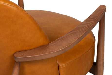 Pindar Tan Leather Armchair - Ornate Home