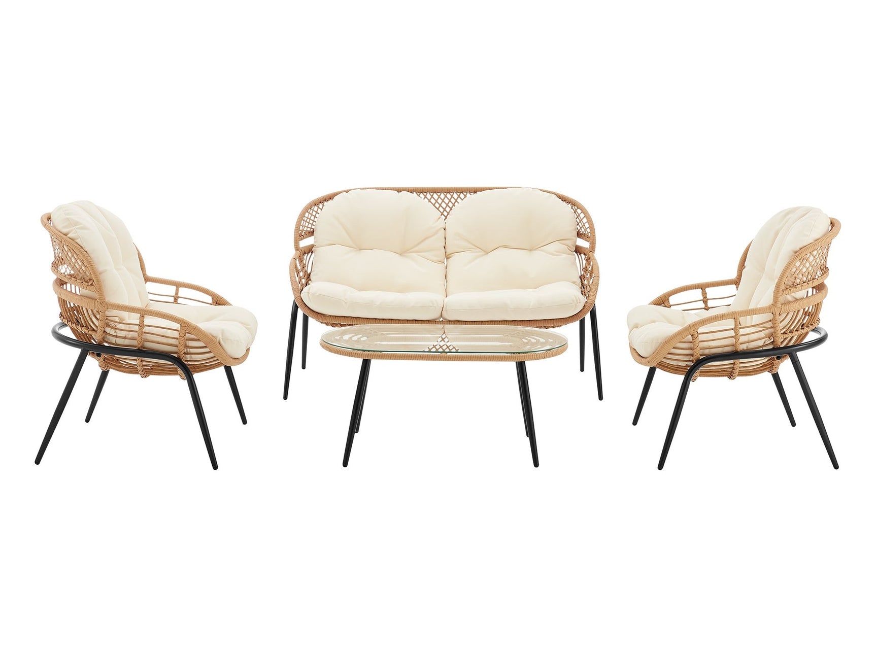 Pine 4-Piece Patio Conversation Set in Cream - Ornate Home