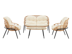 Pine 4-Piece Patio Conversation Set in Cream - Ornate Home